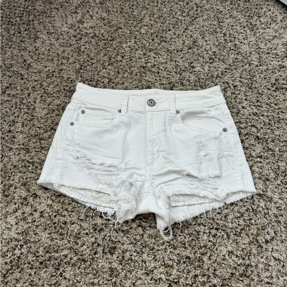 White American Eagle Ripped Jean Shorts